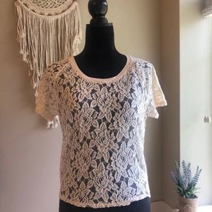 Express floral lave ivory tee XS
